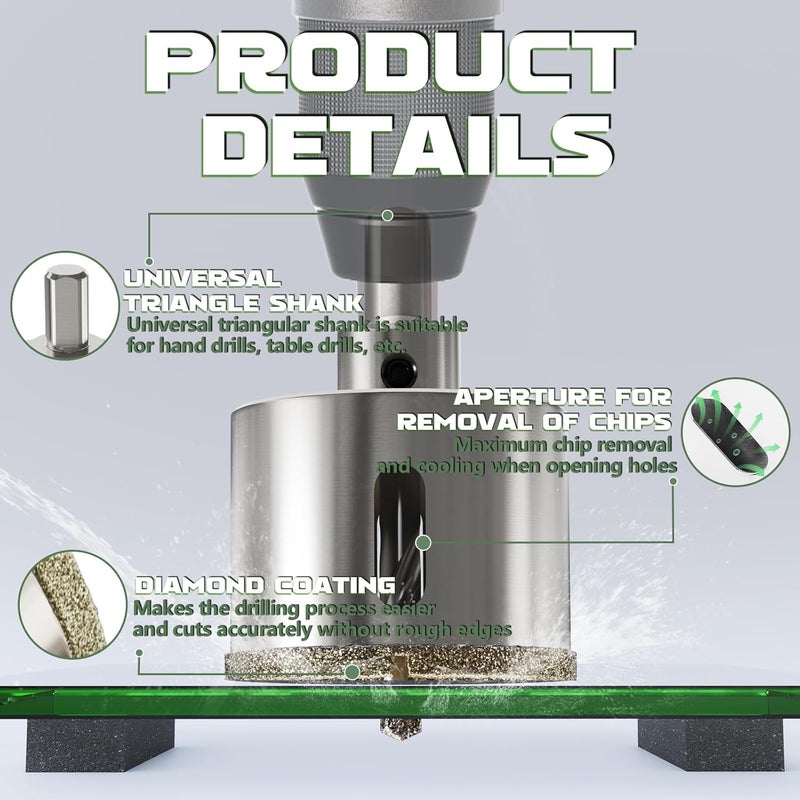 CSOOM 2-1/2"(65mm) Diamond Hole Saw with Center Drill Bit, One-Touch Positioning, Easy to Penetrate Hard Materials Such as Ceramic, Tile, Glass, Granite, Marble, etc. - Image 4